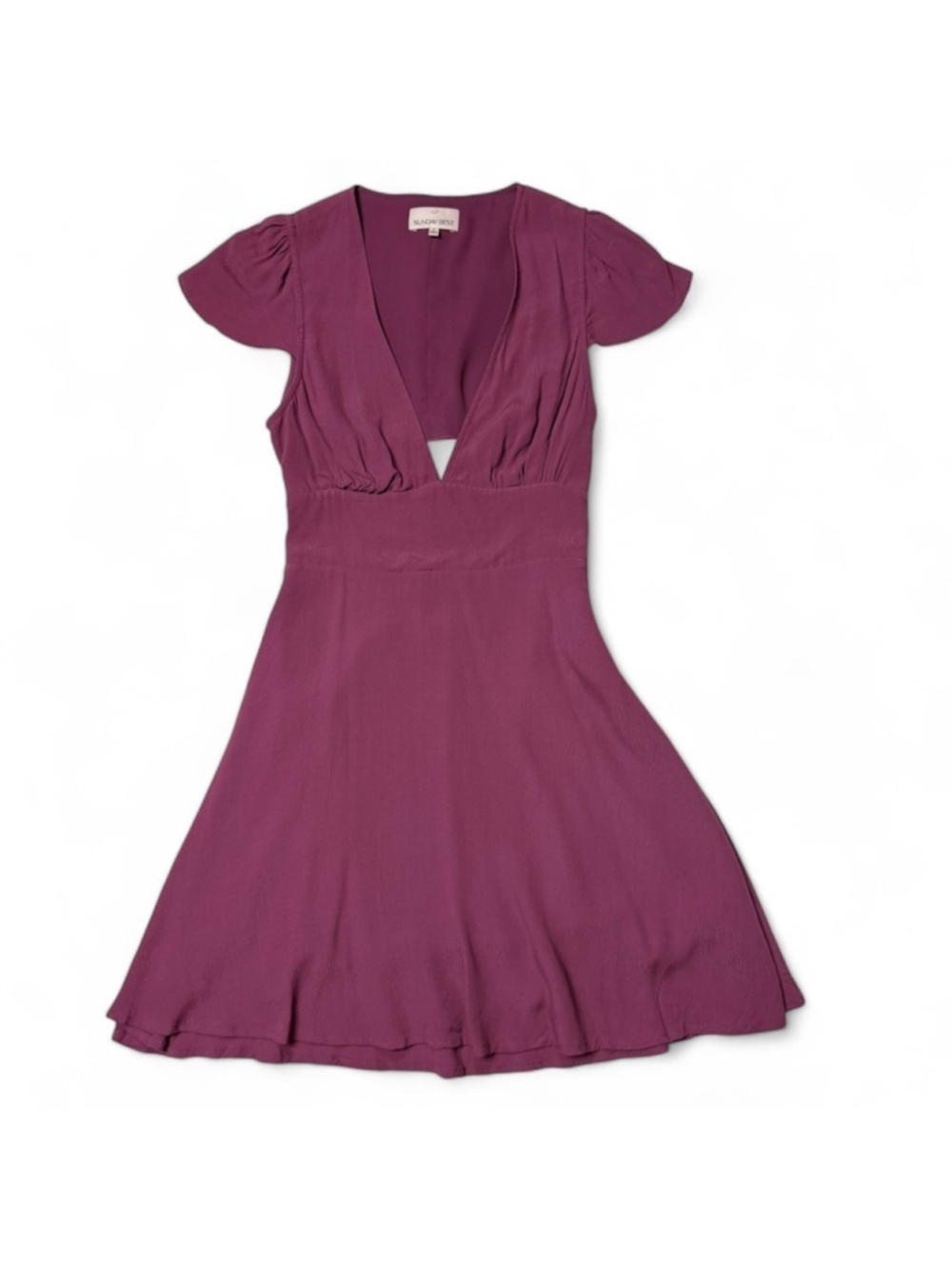 Aritzia Sunday Best Rand Cut Out Back Mini Dress V-Neck Maroon Women Size 0
